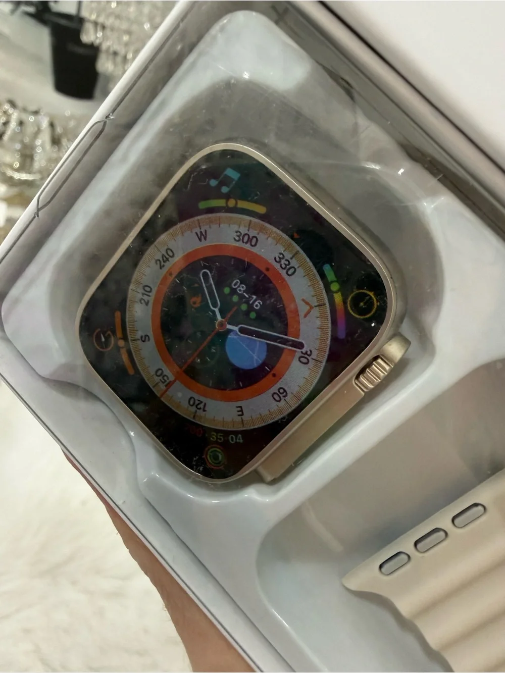 Ultra Smartwatch in Beige with Wireless Charging